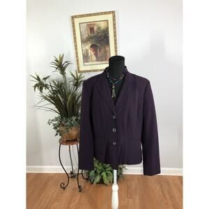 Worthington Women Lapel Collar Jacket Button Long Sleeve Purple 14 Office Siren